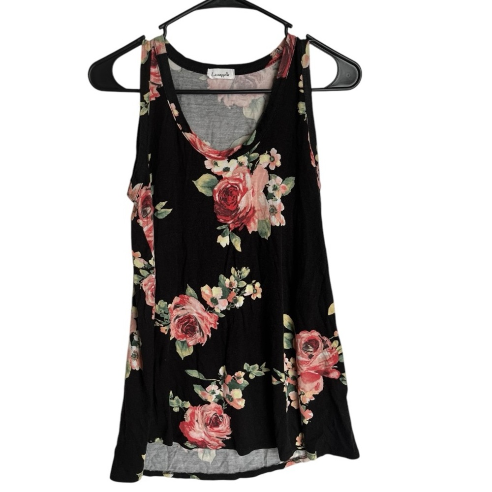 Medium Loveappella Black Floral Sleeveless Blouse